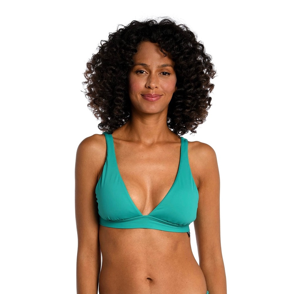 La Blanca Island Goddess Banded Tall Triangle Top - Emerald - Size 8